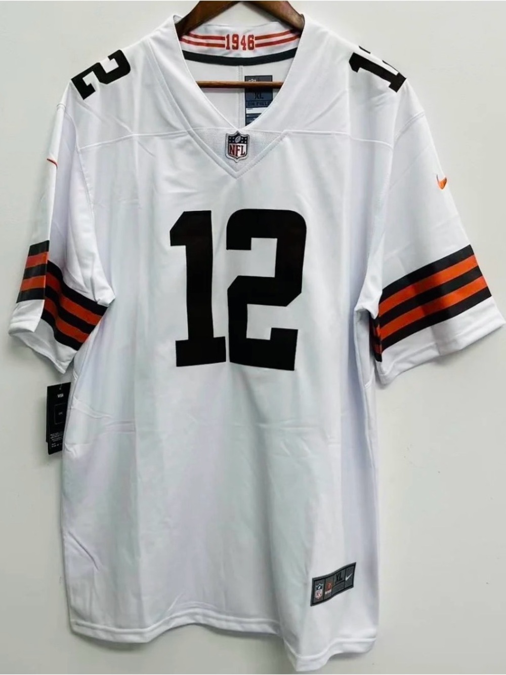 Shedeur Sanders #12, Cleveland Browns,NIKE Jersey , Men Size XL, white, Brown, O